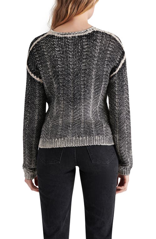 Shop Steve Madden Renzo Marled Cotton Crewneck Sweater In Black