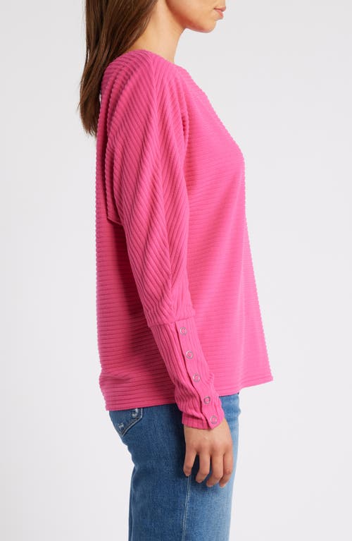 Shop Caslonr Caslon(r) Snap Cuff Dolman Sleeve Rib Top In Pink Electric