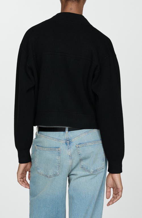 Shop Mango Pocket Knit Jacket In Black