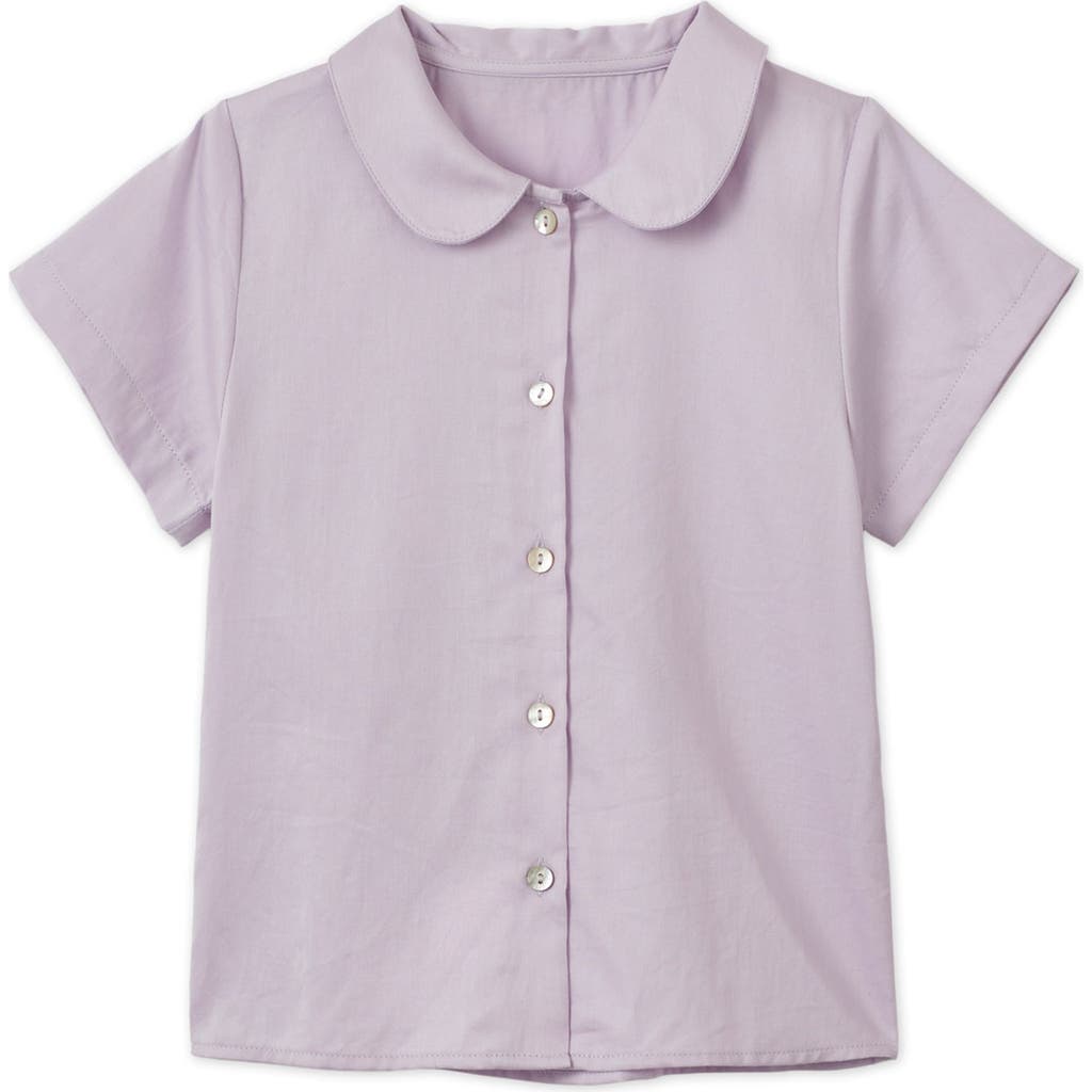 Vild House Of Little Ss Organic Cotton Woven Peter Pan Collared Shirt In Lavender
