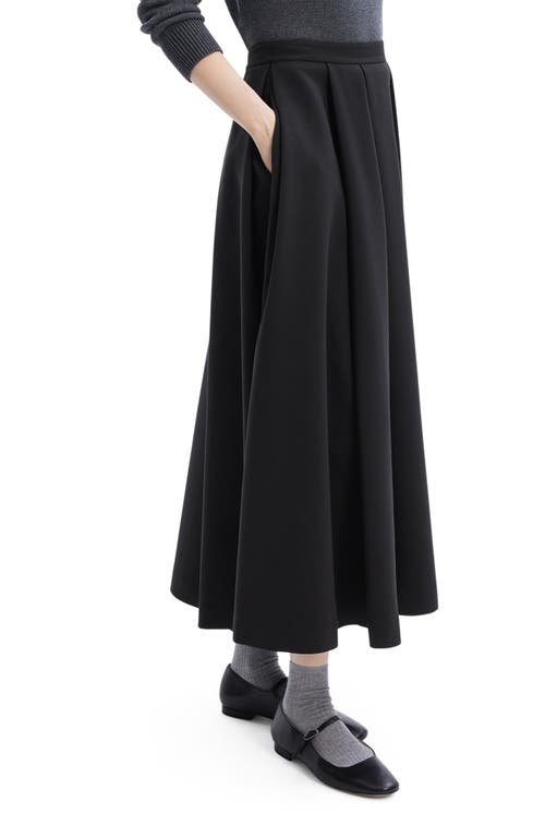 Theory Irregular Pleat Maxi Skirt In Black