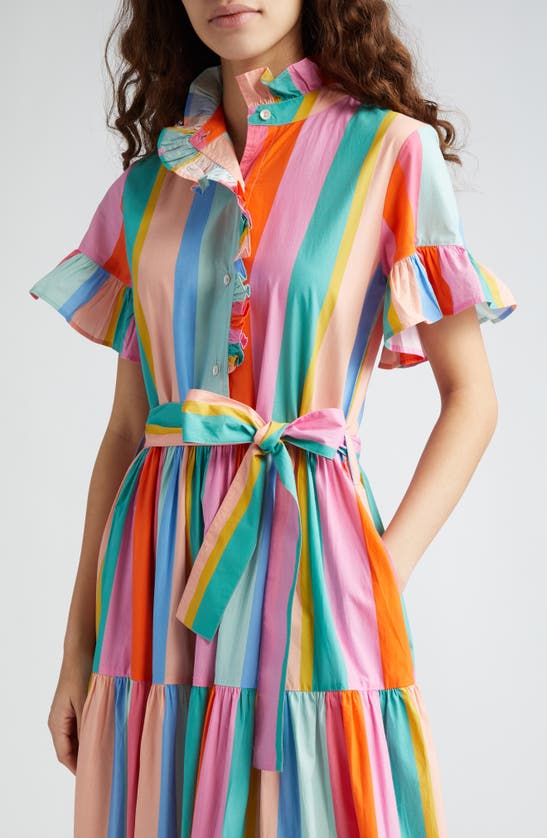 Shop Mille Victoria Ruffle Front Dress In Confetti Stripe