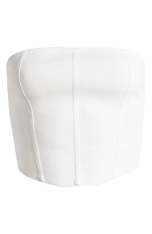LA Hearts Bridgette Corset Sweater Tube Top in Bright White