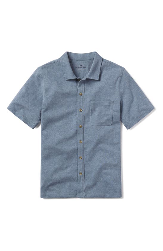Shop The Normal Brand Puremeso Solid Short Sleeve Knit Button-up Shirt In Lake Blue