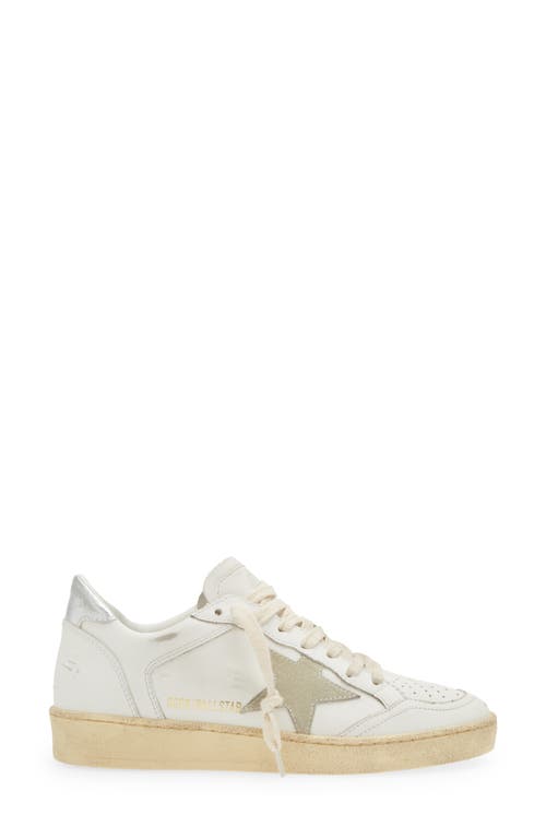 Golden Goose Ball Star Leather Sneakers In White/silver