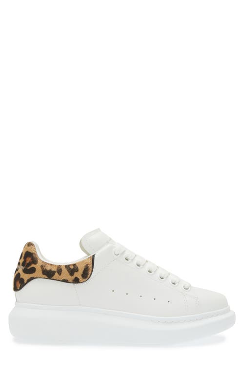 Shop Alexander Mcqueen Oversize Sneaker In White/leopard Print Calf Hair