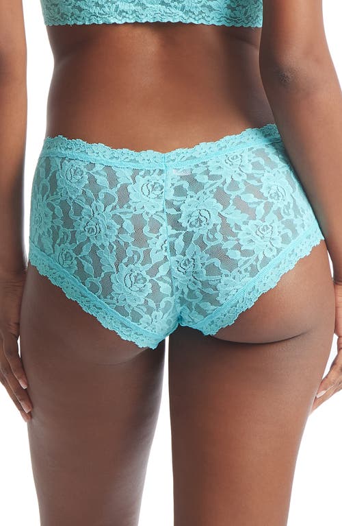 Shop Hanky Panky Signature Lace Boyshorts In Aquatic Blue