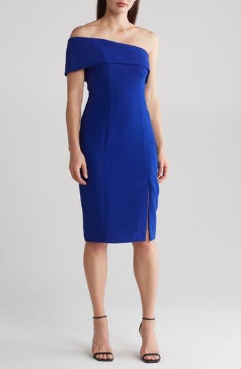 Eliza j off 2024 shoulder sheath dress