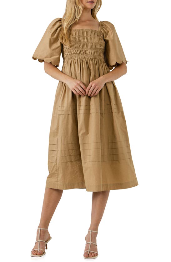 ENGLISH FACTORY SCALLOP DETAIL MIDI DRESS