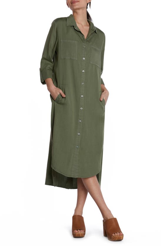 Shop Wash Lab Denim Chill Out Shirtdress In Soft Olive