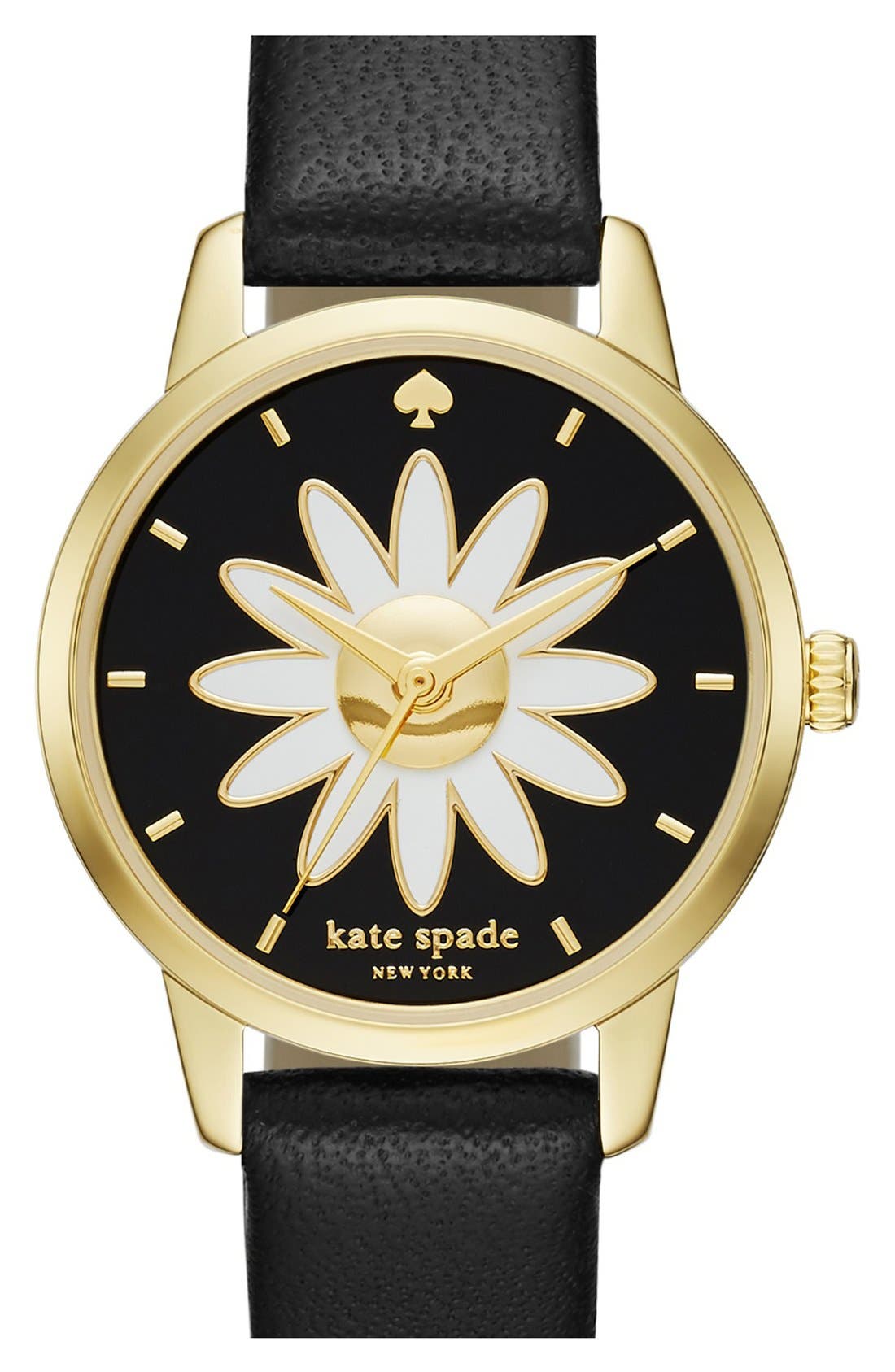 kate spade new york 'metro flower' leather strap watch, 26mm Nordstrom