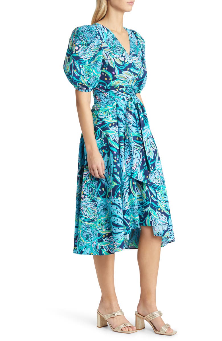 Lilly Pulitzer® Juney Puff Sleeve Cotton Faux Wrap Dress | Nordstrom