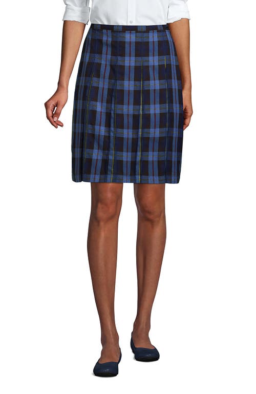 Shop Lands' End School Uniform Young  Plaid Box Pleat Skirt Top Of The Knee In French Blue Plaid