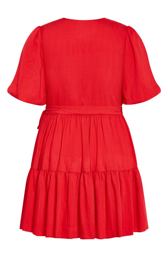 Shop City Chic Nikola Tiered Wrap Dress In Tango Red