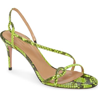 Aquazzura Serpentine Strappy Snake Embossed Sandal - Green