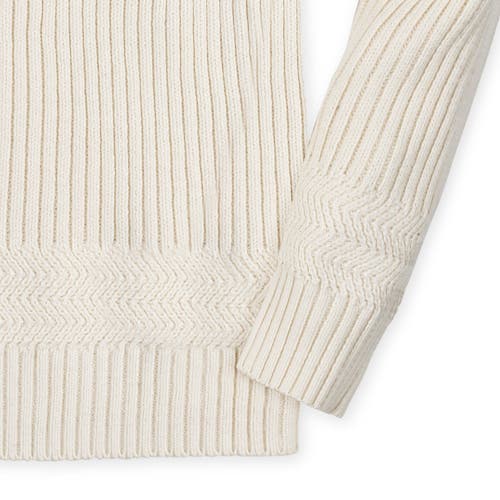 Shop Hope & Henry Boys' Organic Herringbone Detail Crew Neck Sweater, Kids In Ivory Herringbone Edge