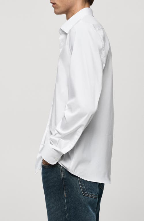 Shop Mango Stretch Button-up Shirt In White