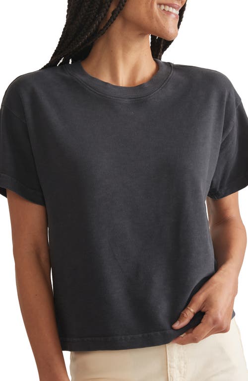 Slub Cotton Crop T-Shirt in Soft Black