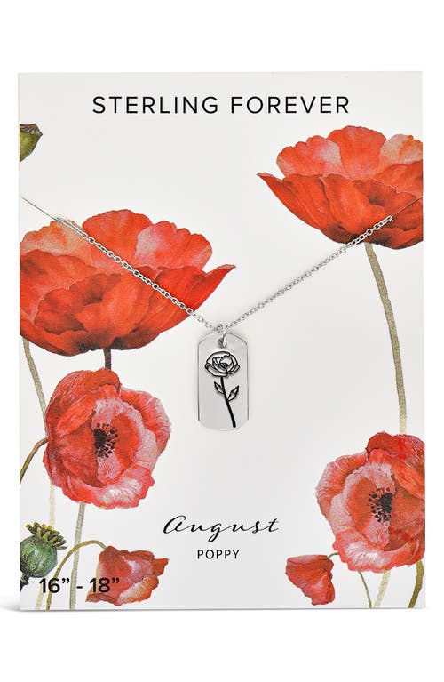 Sterling Forever Birth Flower Pendant Necklace In Silver/august
