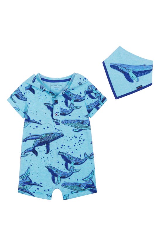 Andy & Evan Baby Boy's 2-piece Bib & Hooded Romper Set In Blue Whale