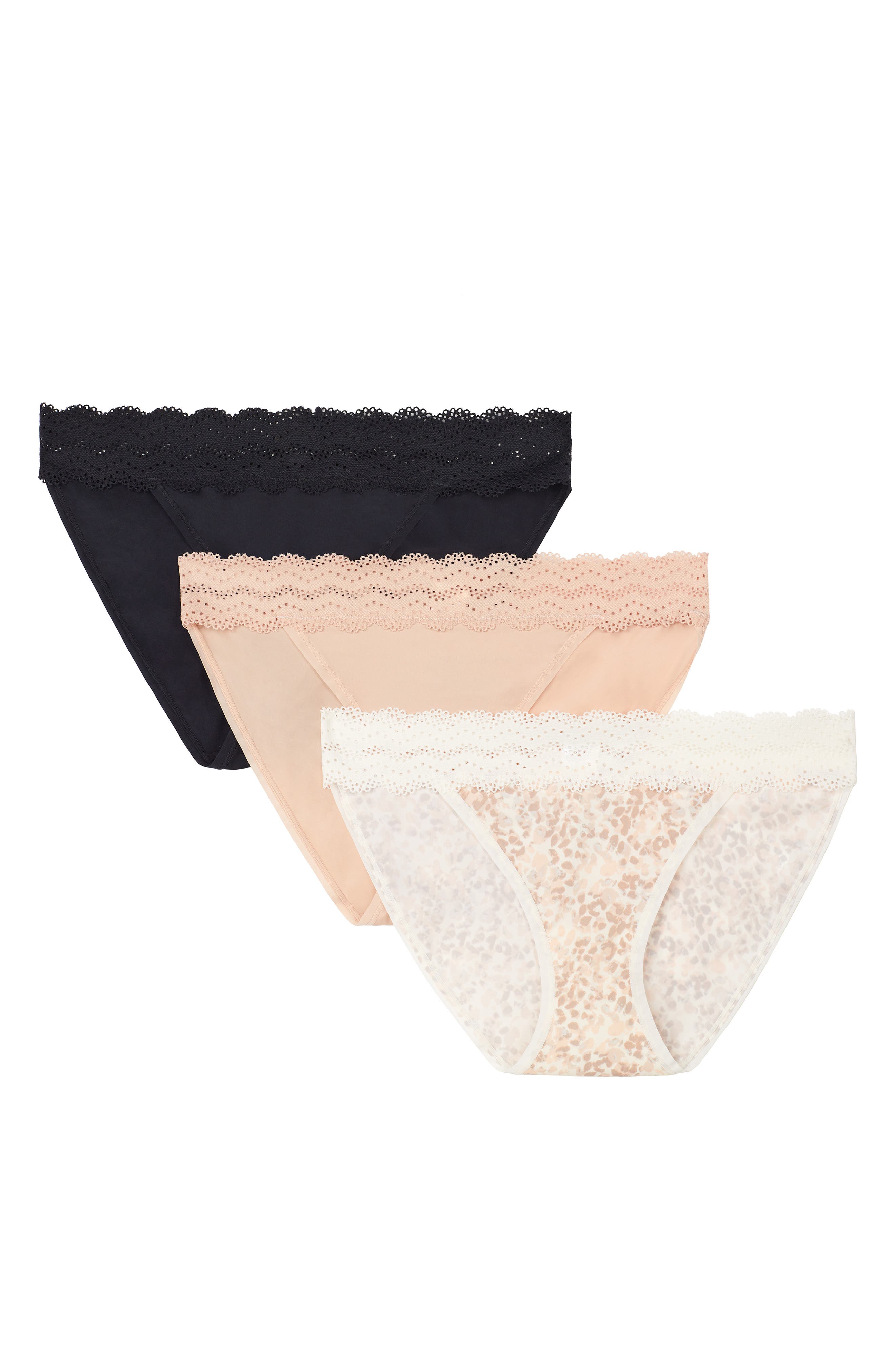 CUDDL DUDS Lace Trim Smooth Bikini Panties Pack of 3 Nordstromrack