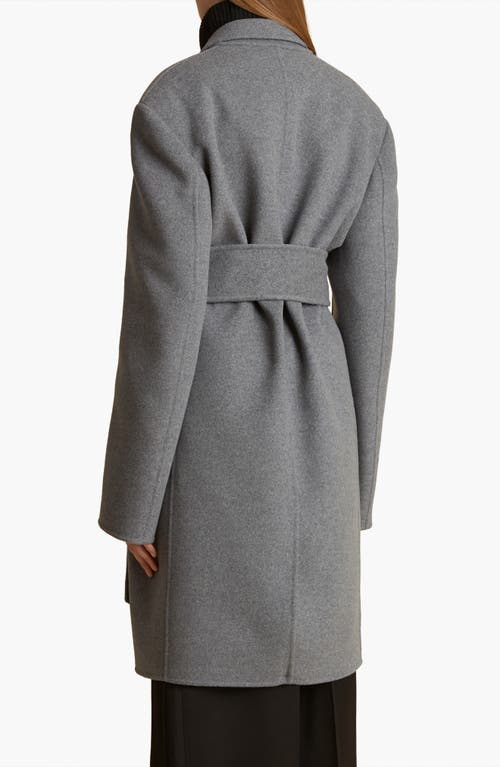 Shop Khaite Annly Wool Wrap Coat In Grey Melange