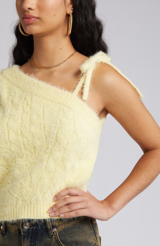 Shop House Of Sunny Capulet Cable One Shoulder Sweater In Butter