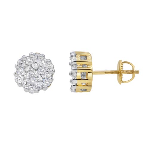 Shop Luvmyjewelry Contemporary 14k Yellow Gold Diamond Stud Earrings