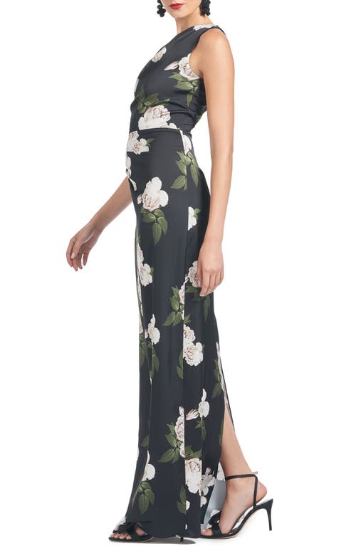 Shop Sachin & Babi Delancy Floral One Shoulder Gown In Obsidian Blooms