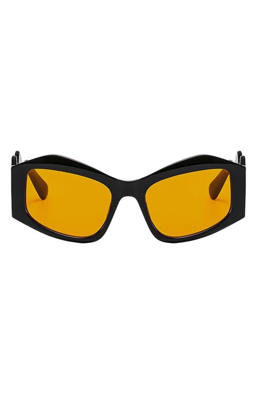 Shop Fifth & Ninth Jade 53mm Polarized Rectangular Sunglasses In Black/orange