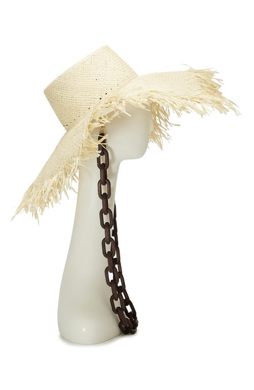 Valentina Chain Strap Raffia Sun Hat in Ivory