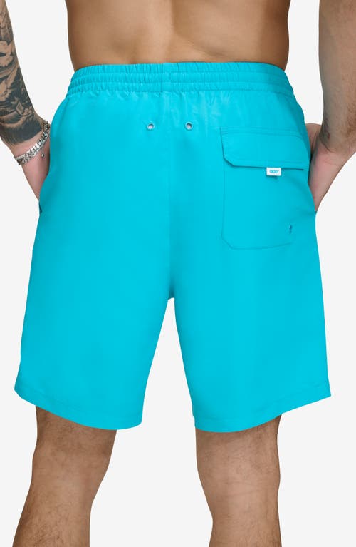 Dkny Core Volley Swim Trunks In Turquoise