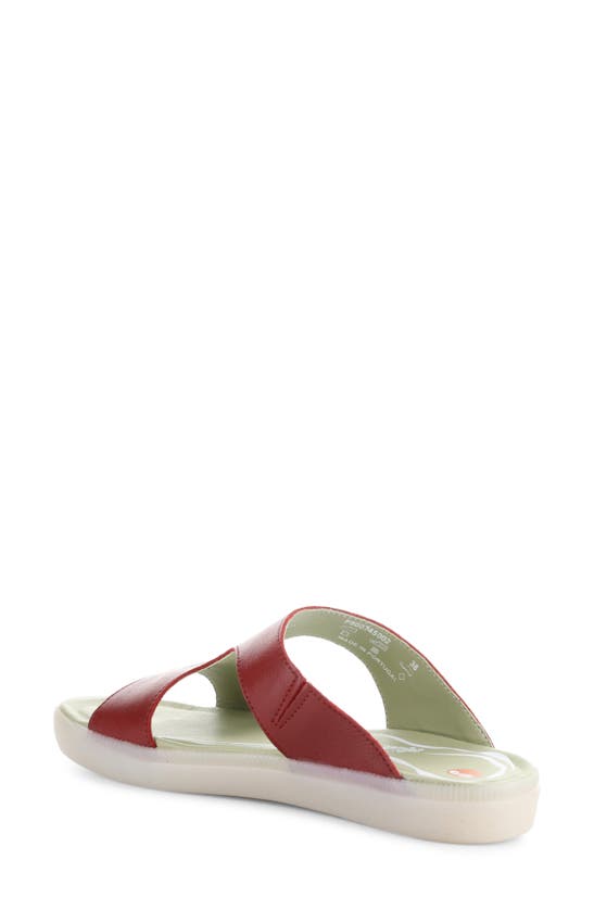Shop Softinos By Fly London Inbe Slide Sandal In Red Smooth Leather