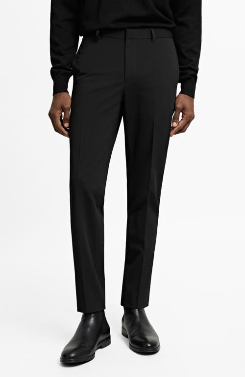 Shop Mango Superslim Fit Black Flat Front Stretch Dress Pants