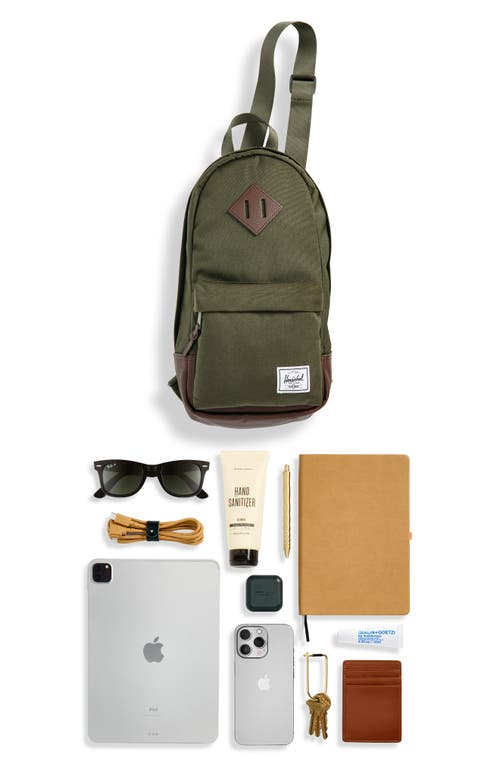 Shop Herschel Supply Co . Heritage Shoulder Bag In Ivy Green/chicory Coffee