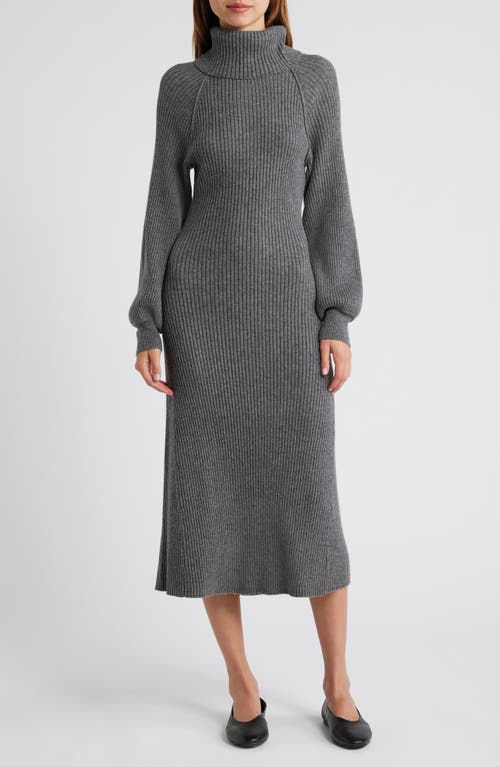 Shop Rails Carrie Turtleneck Long Sleeve Wool Blend Midi Sweater Dress In Heather Charcoal