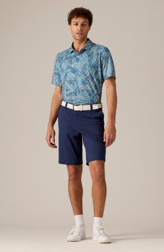 Shop Rhone Performance Golf Polo In Blue Geo Print