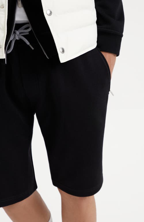 Shop Brunello Cucinelli Cotton, Cashmere And Silk French Terry Double Cloth Bermuda Shorts In Black