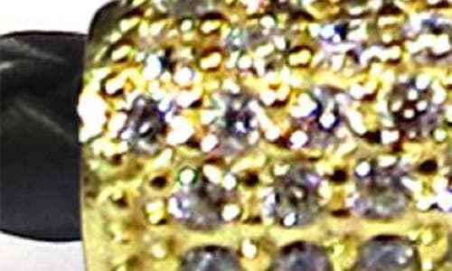 Shop Liza Schwartz Cz Triple Braided Leather Bracelet In Gold/black