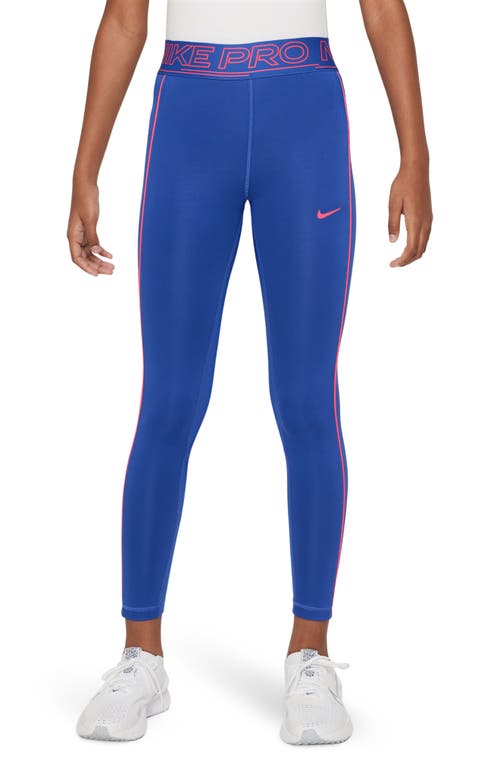 Shop Nike Kids'  Pro Dri-fit Leggings In Game Royal/aster Pink