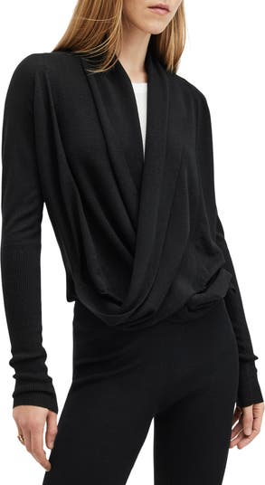 AllSaints Wasson Pirate Wrap Merino Wool Cardigan Nordstrom