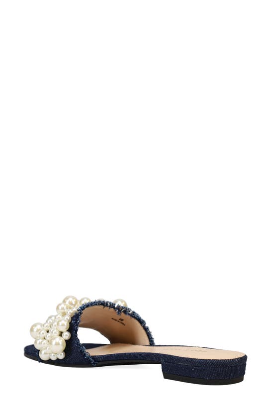 Shop Pelle Moda Bayer Imitation Pearl Slide Sandal In Indigo