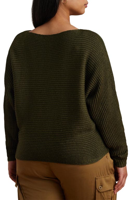 Shop Lauren Ralph Lauren Metallic Rib Sweater In Botanic Green