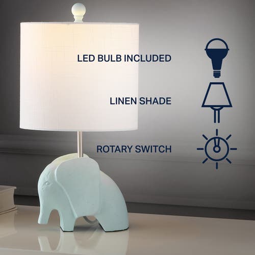 Jonathan Y Koda Eclectic Southwestern Resin/iron Elephant Led Kids' Table Lamp In Turquoise