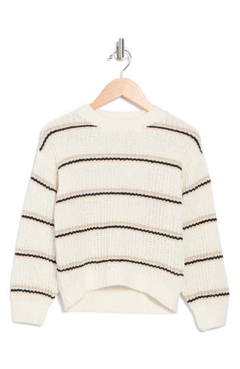 Freshman Kids' Stripe Crew Sweater In Egret