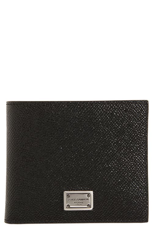 Dolce & Gabbana Logo Plaque Leather Bifold Wallet in Black at Nordstrom
