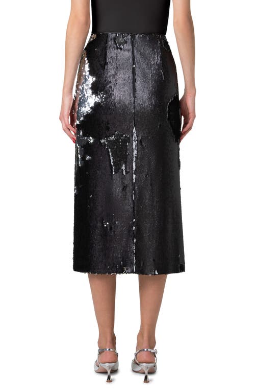 Shop Akris Sequin Side Vent Midi Skirt In Black