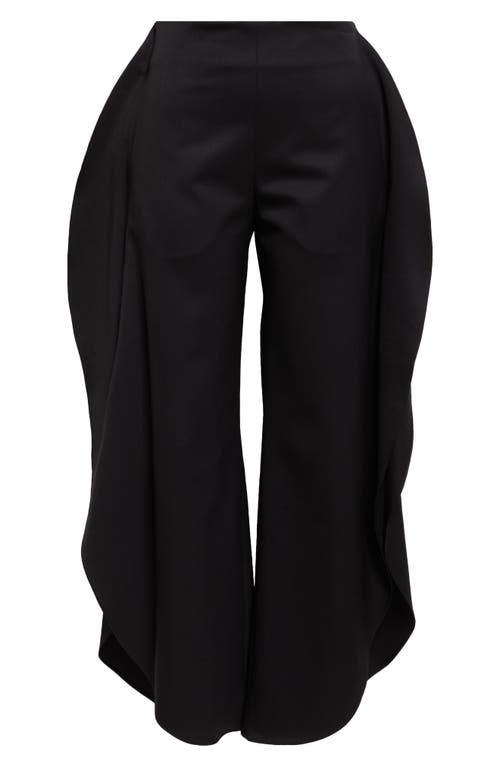 Shop Alaïa Round Wool Grain De Poudre Pants In Noir Alaia