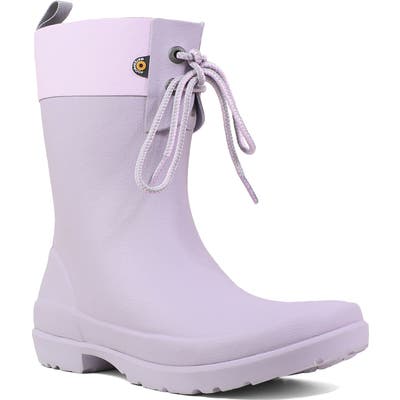 Bogs Flora Lace Top Waterproof Rain Boot, Purple