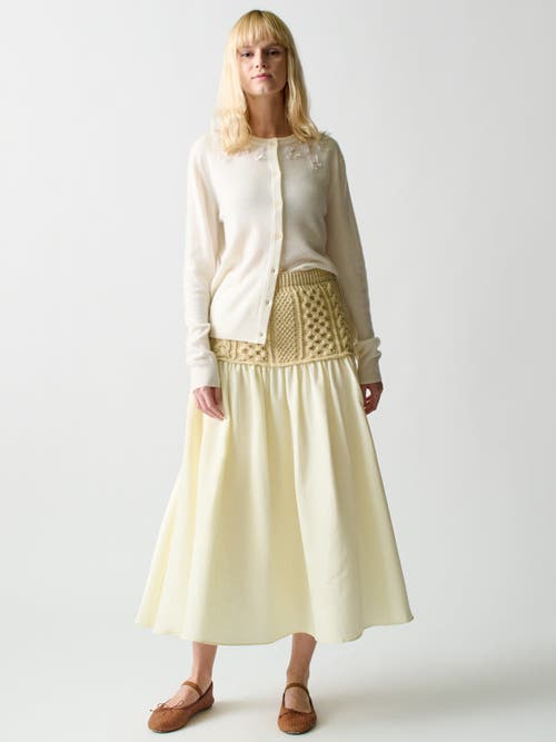 Lingua Franca Mekas Knit Combo Drop Waist Skirt In Ivory